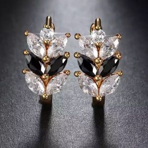 Ebony Crystal Cubic Zirconia dangle Stud Earrings